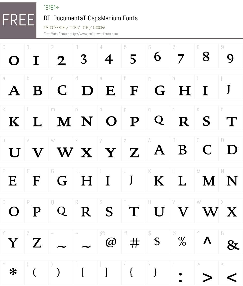 DTLDocumentaT Font Screenshots