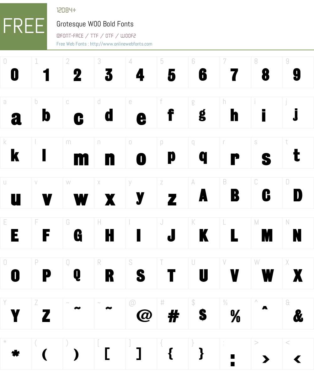 GrotesqueW00-Bold Font Screenshots