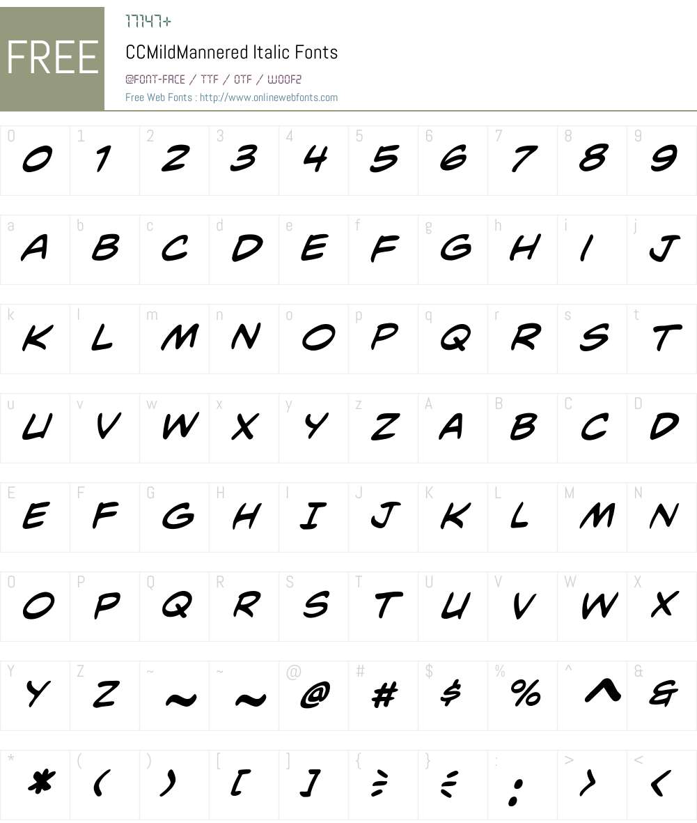 CCMildMannered-Italic Font Screenshots