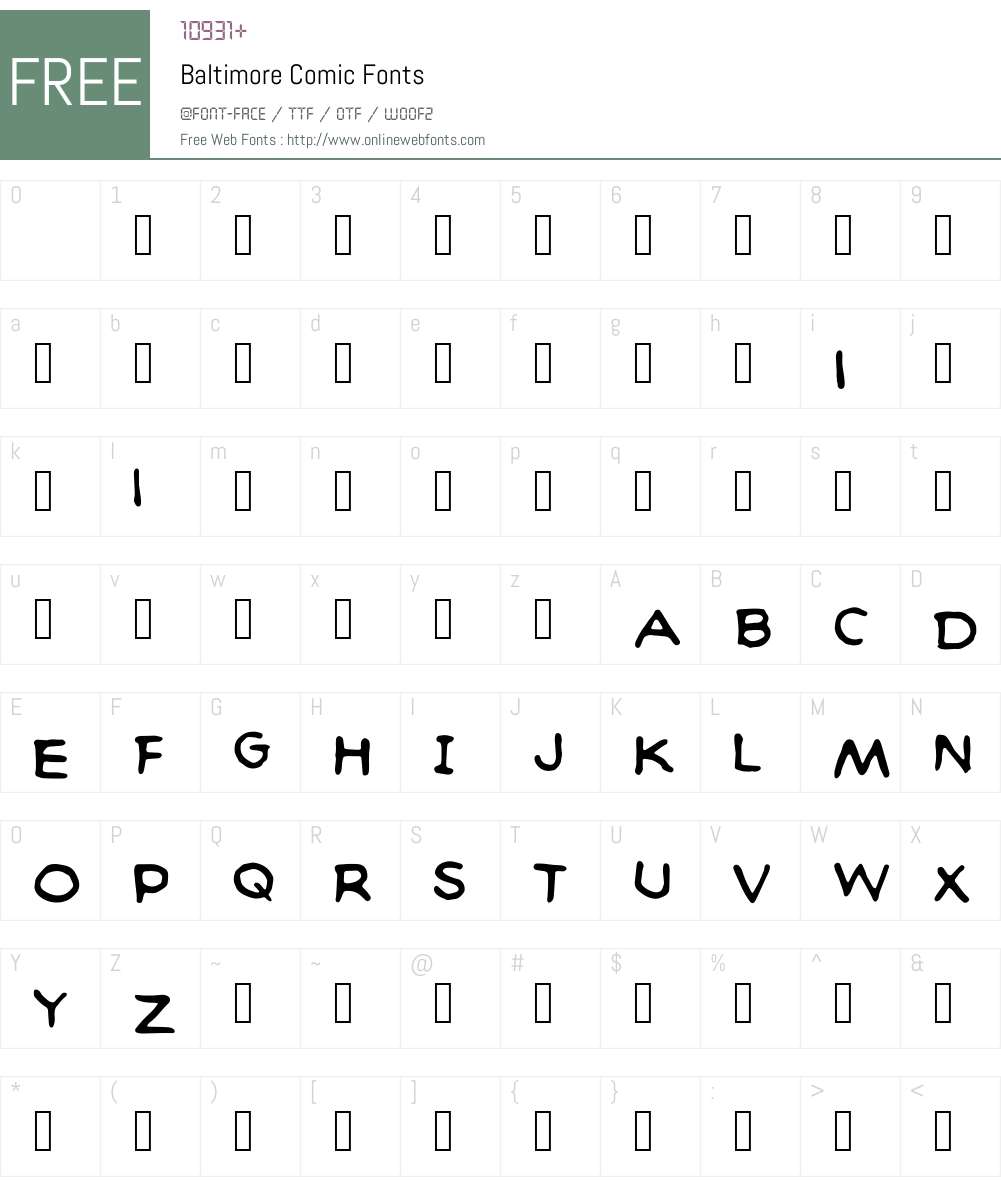 Baltimore Comic Font Screenshots