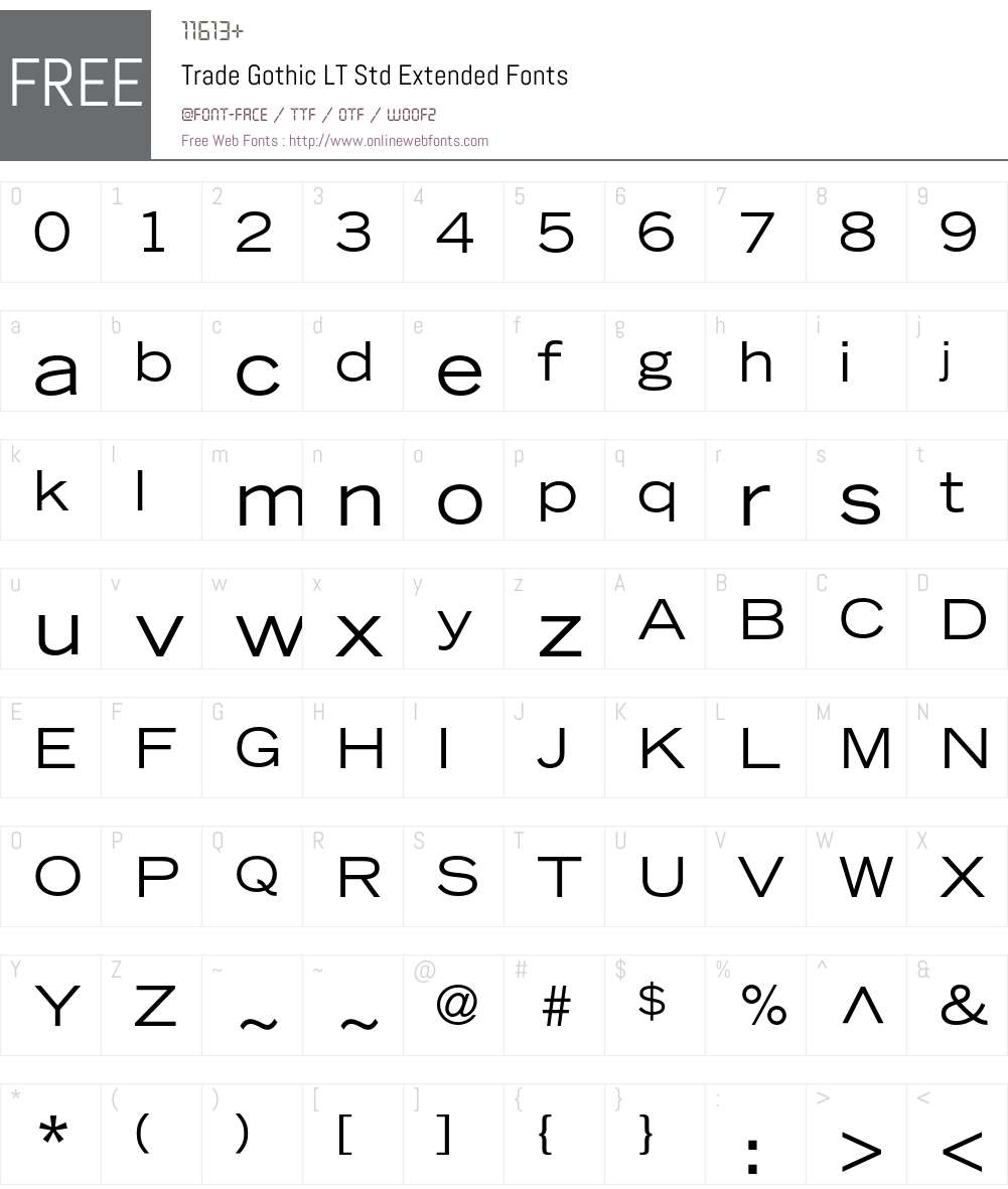 Trade Gothic LT Std Extended Font Screenshots