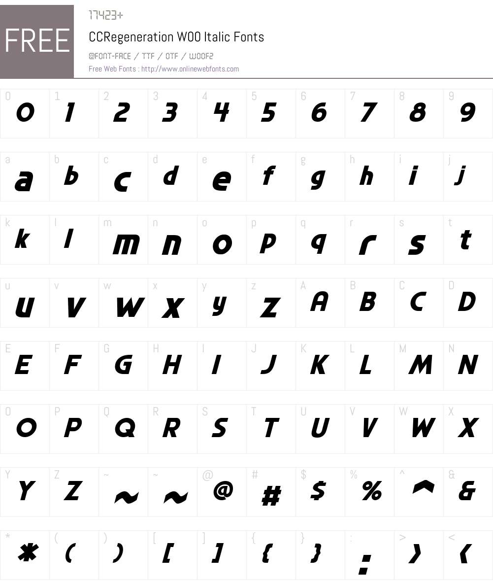 CCRegenerationW00-Italic Font Screenshots