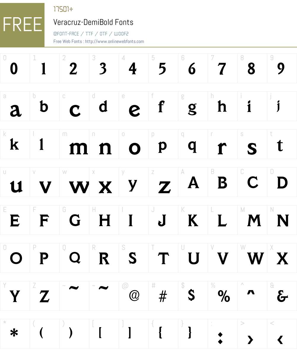 Veracruz-DemiBold Font Screenshots
