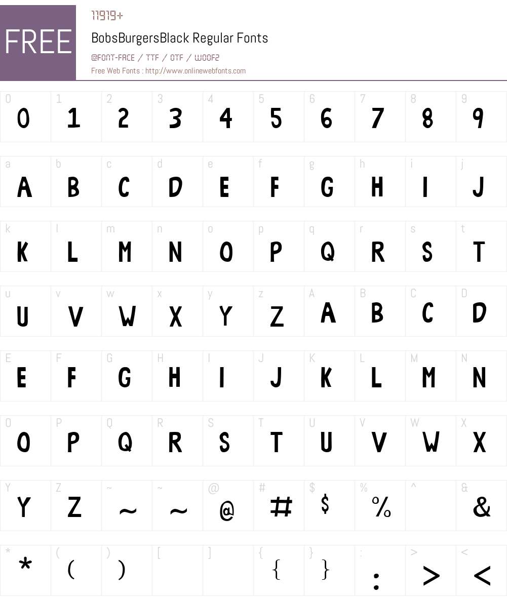 BobsBurgersBlack Font Screenshots