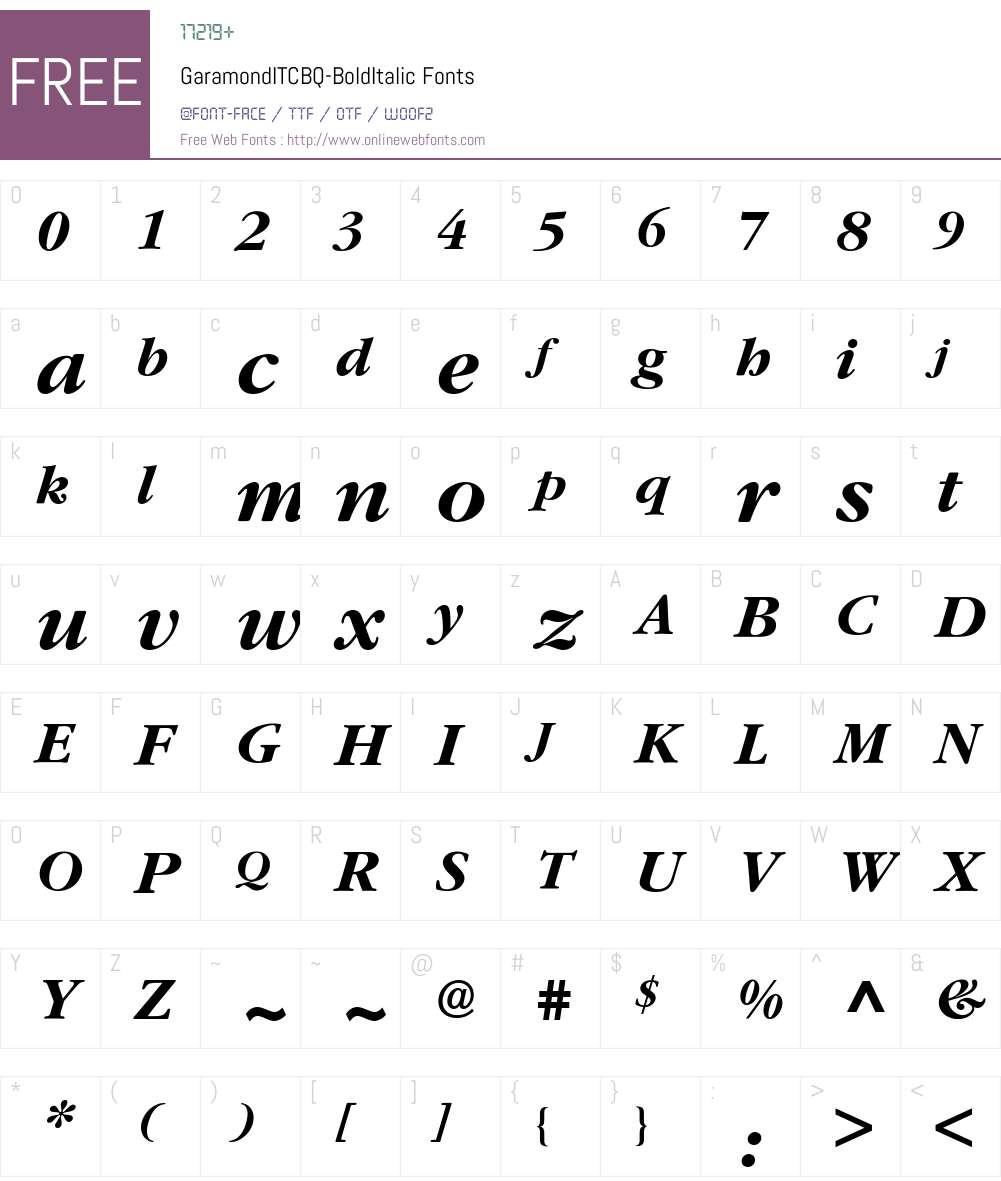 Garamond ITC BQ Font Screenshots