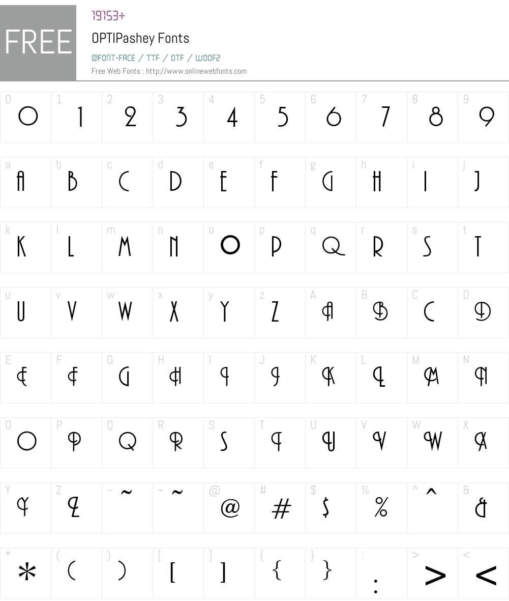 OPTIPashey Font Screenshots