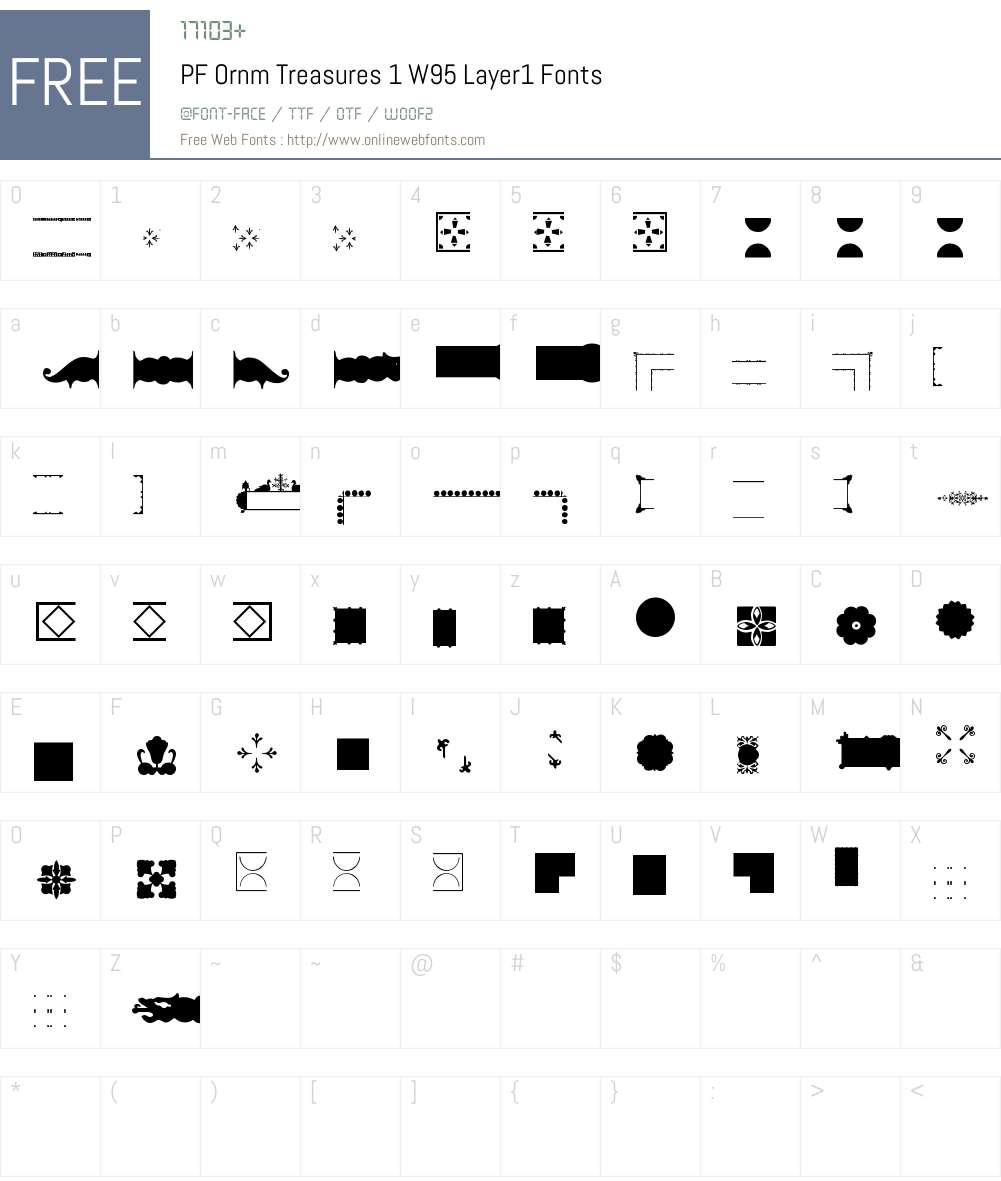 PFOrnmTreasures1W95-Layer1 Font Screenshots