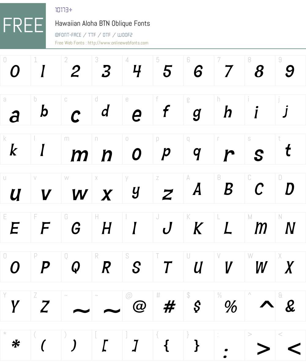 Hawaiian Aloha BTN Font Screenshots