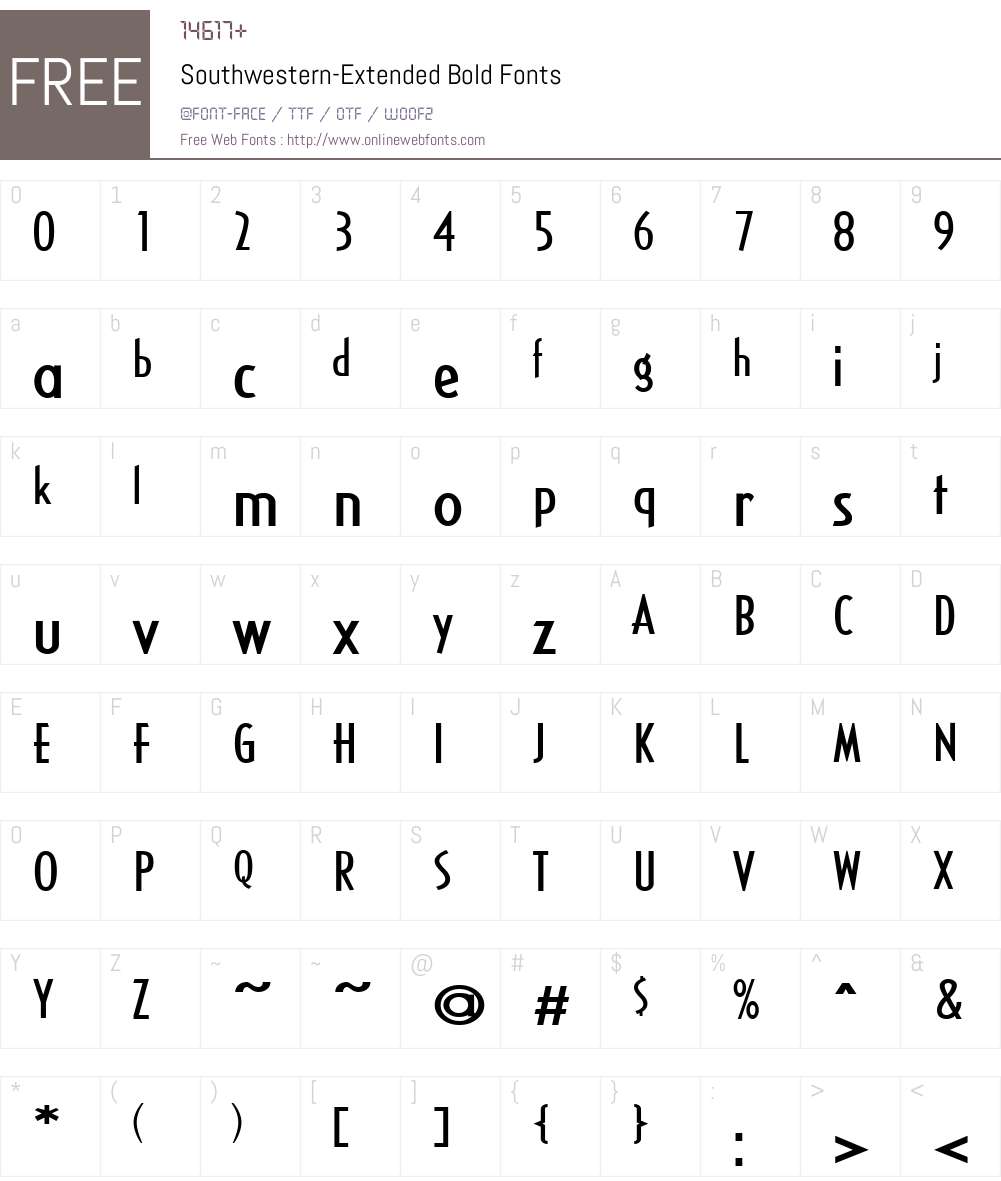Southwestern-Extended Font Screenshots