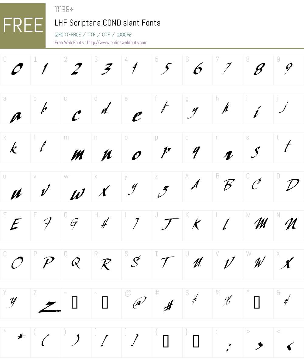 LHF Scriptana COND slant Font Screenshots