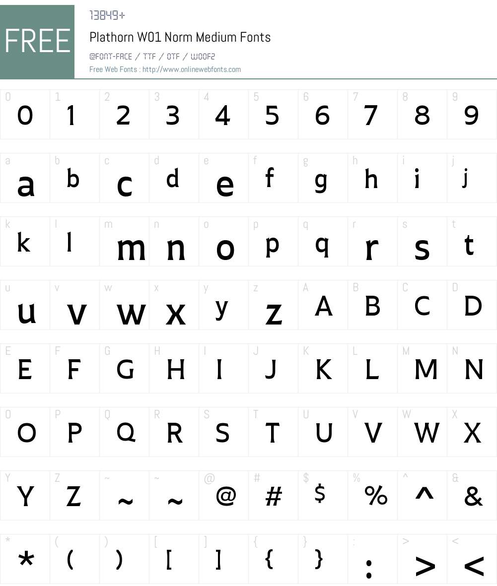 PlathornW01-NormMedium Font Screenshots