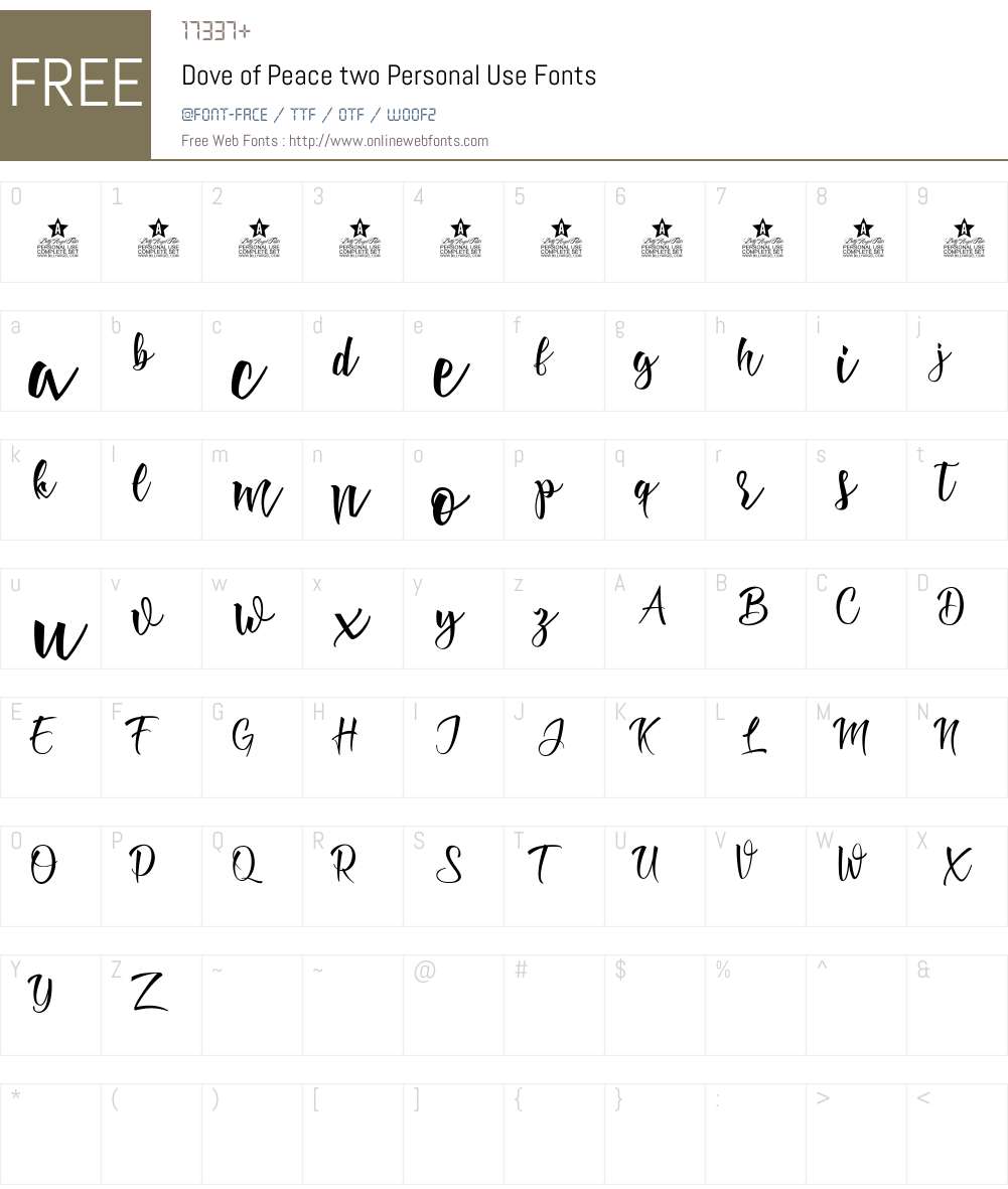 Dove of Peace two Personal Use Font Screenshots