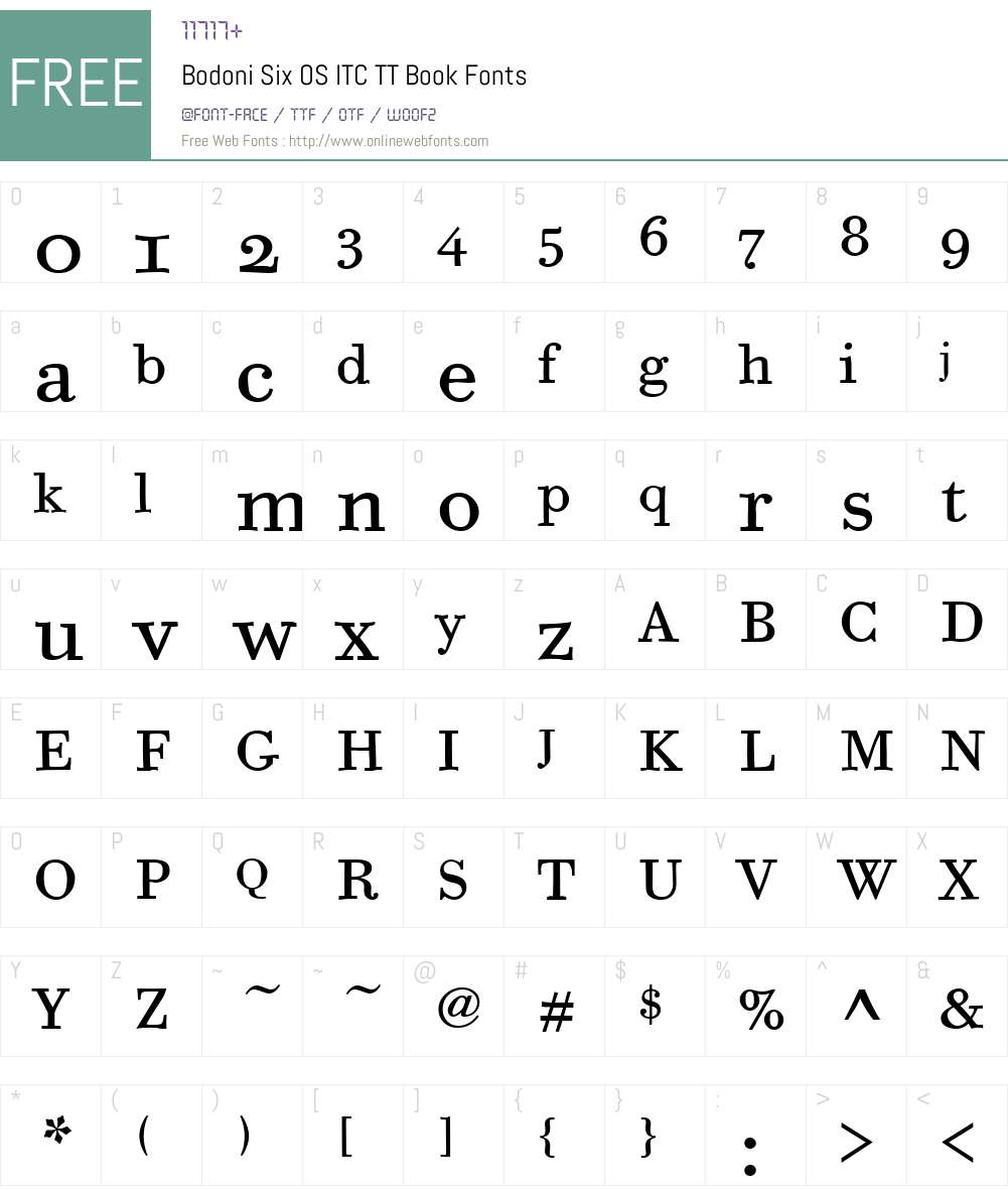 Bodoni Six OS ITC TT Font Screenshots