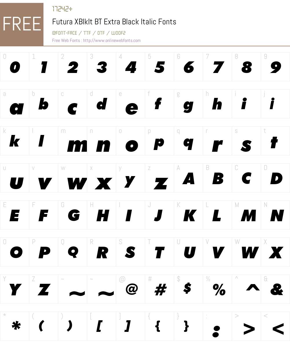 Futura XBlkIt BT Font Screenshots