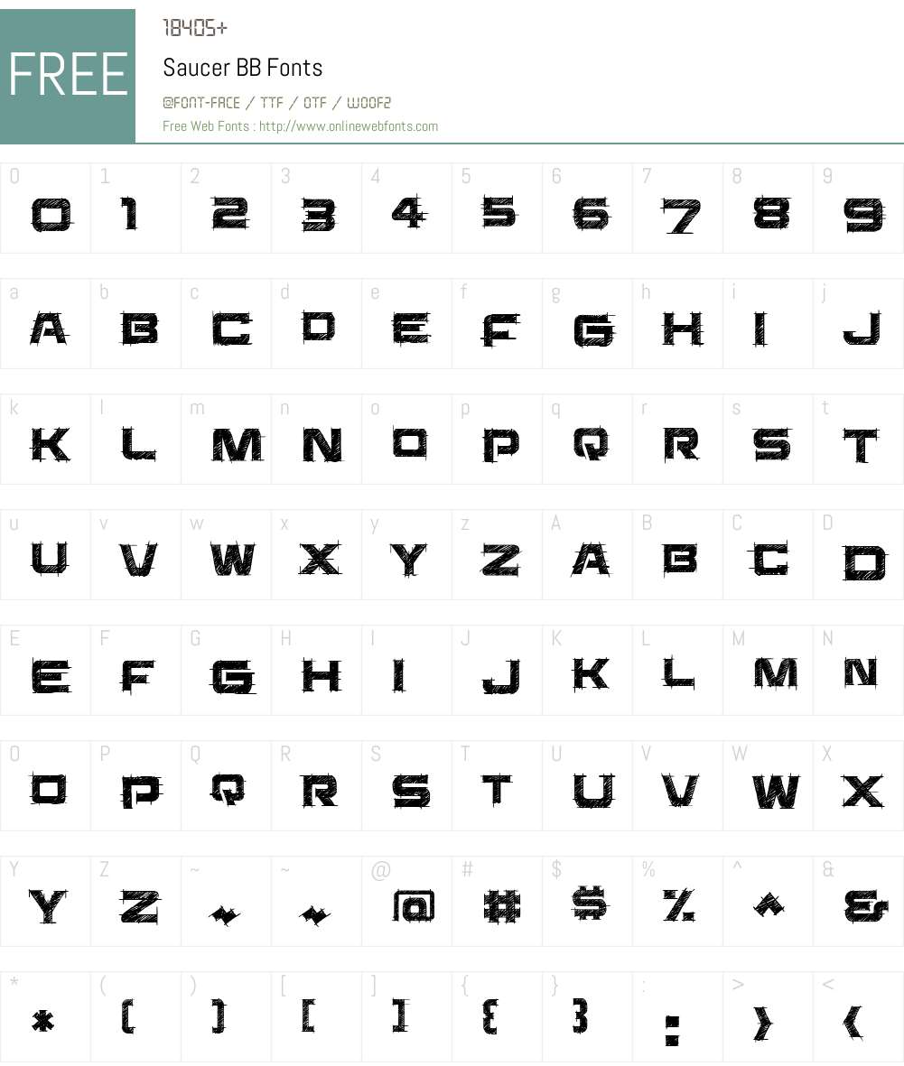 Saucer BB Font Screenshots