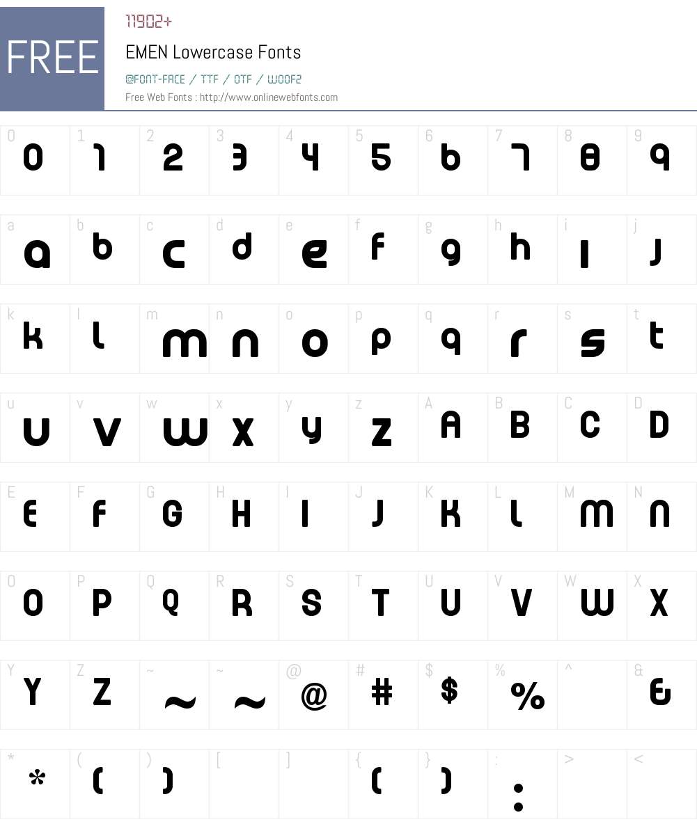 EMEN Lowercase Font Screenshots