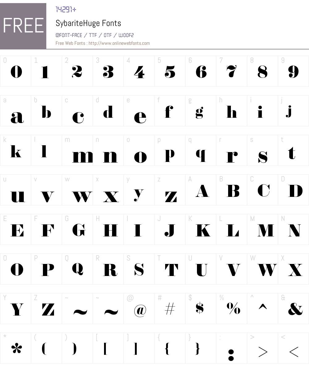 Sybarite Huge Font Screenshots