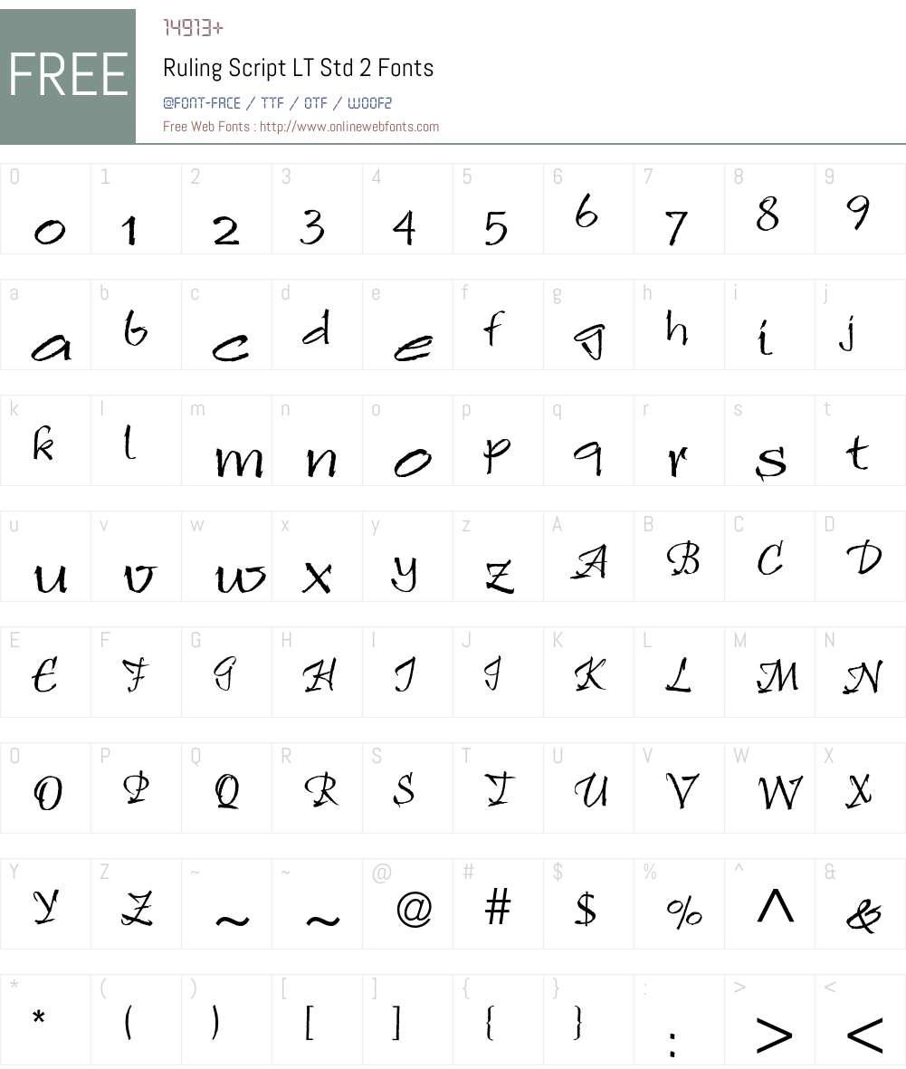 Ruling Script LT Std Font Screenshots