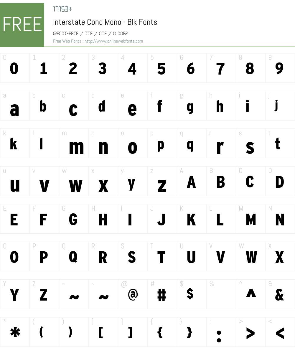 Interstate Cond Mono - Blk Font Screenshots