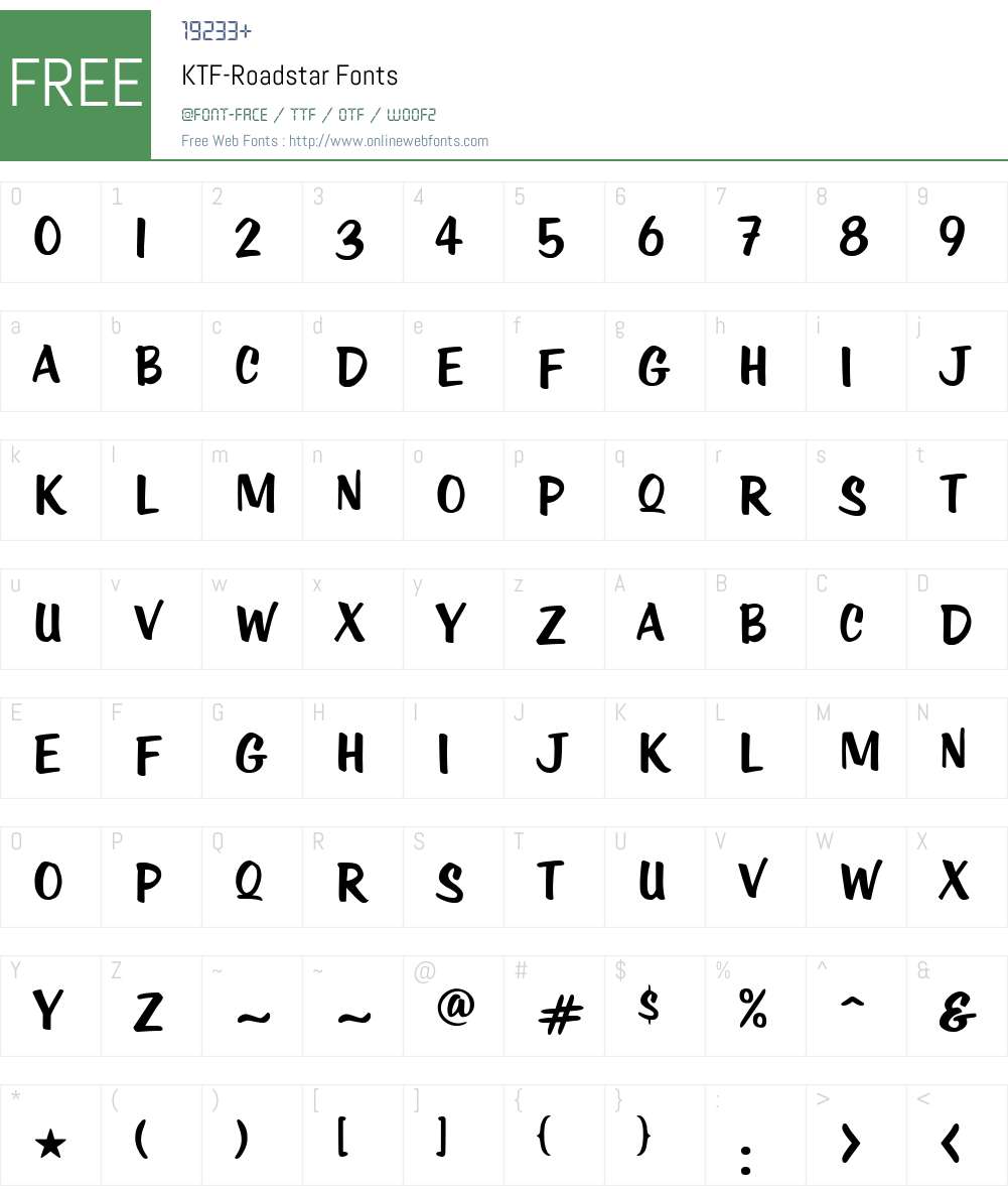 KTF-Roadstar Font Screenshots