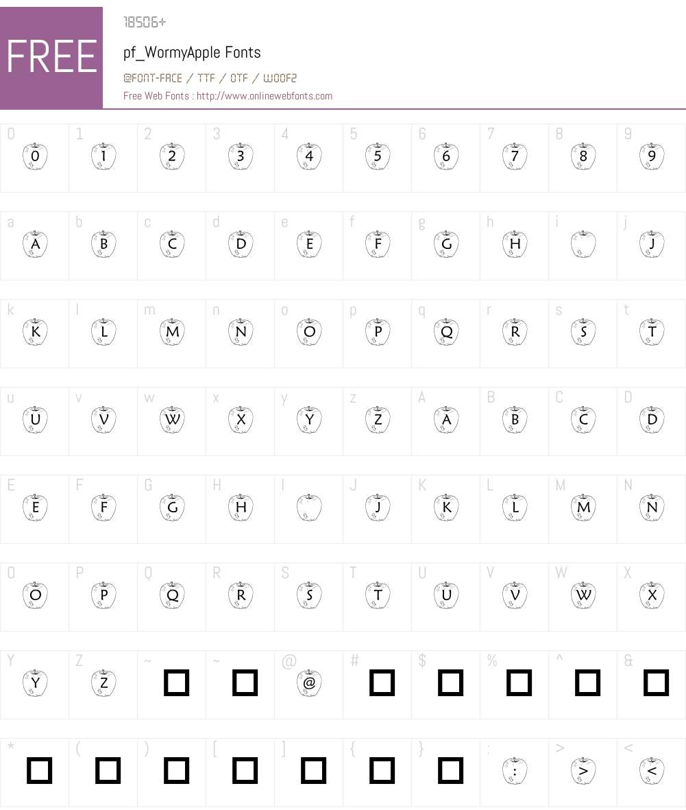 pf_WormyApple Font Screenshots