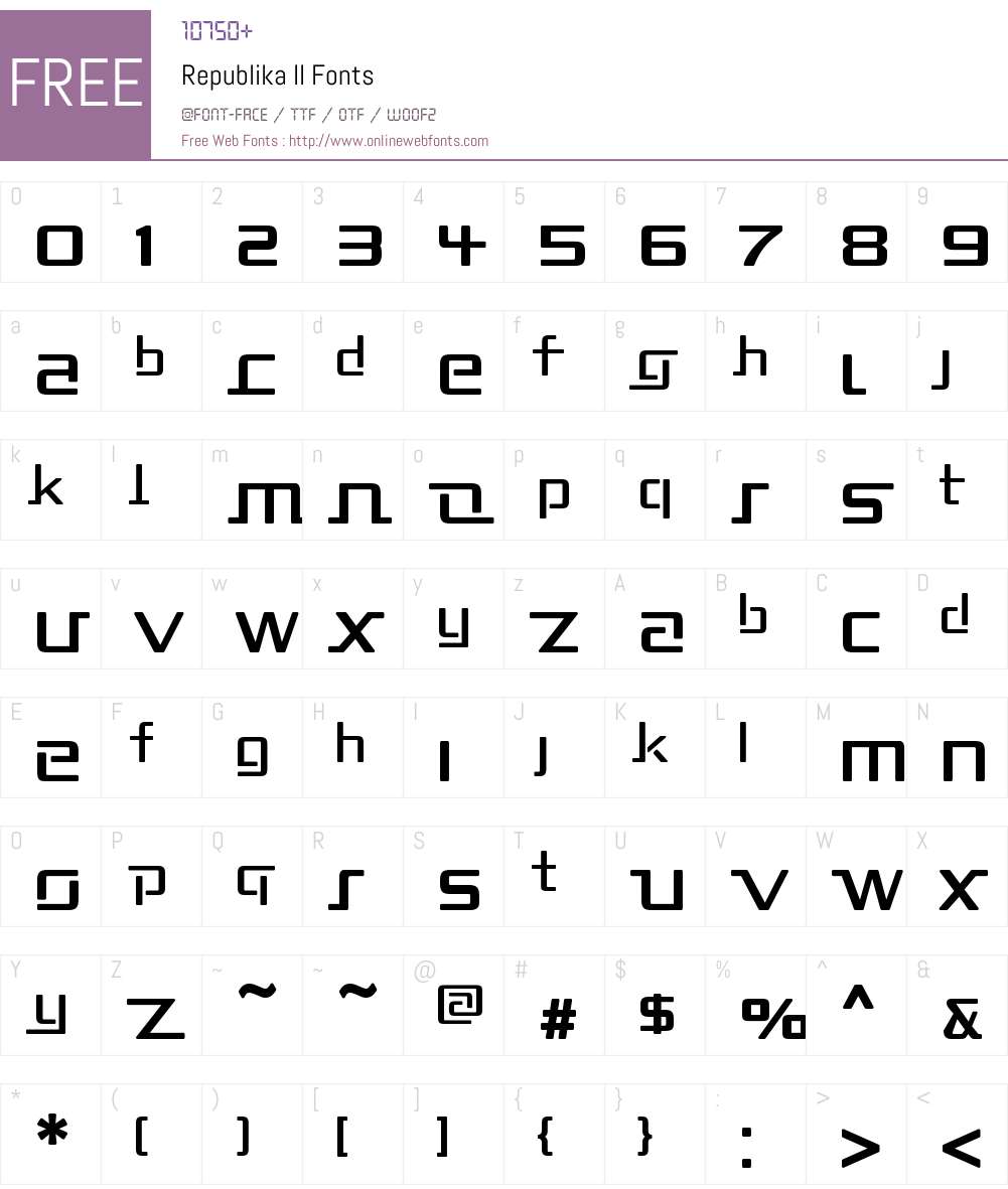 Republika II Font Screenshots