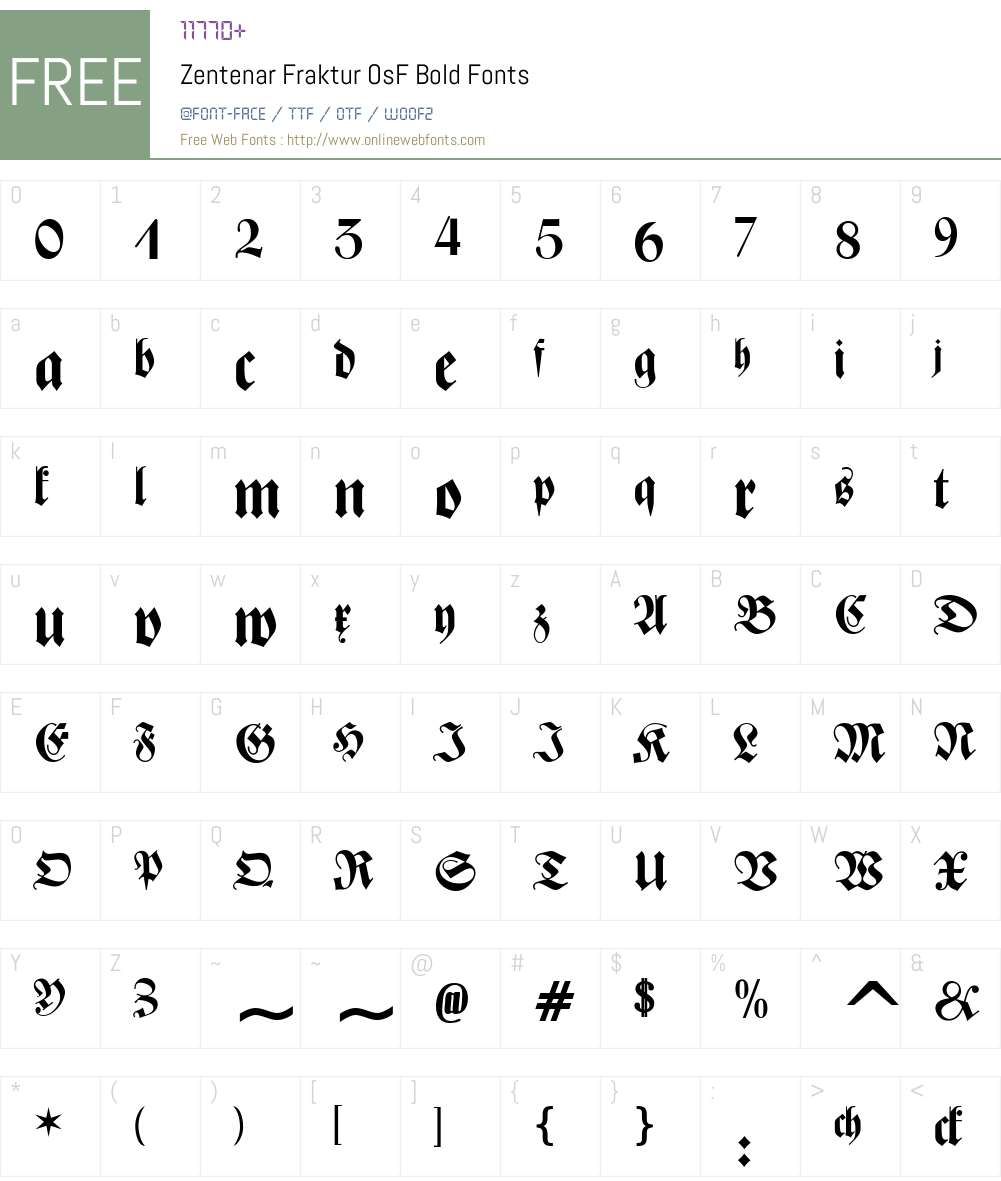 Zentenar Fraktur OsF Font Screenshots