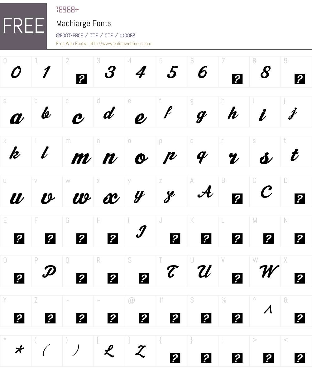 Machiarge Font Screenshots