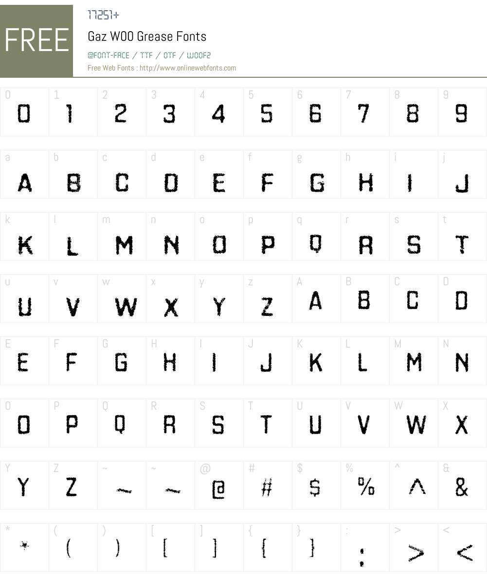 GazW00-Grease Font Screenshots