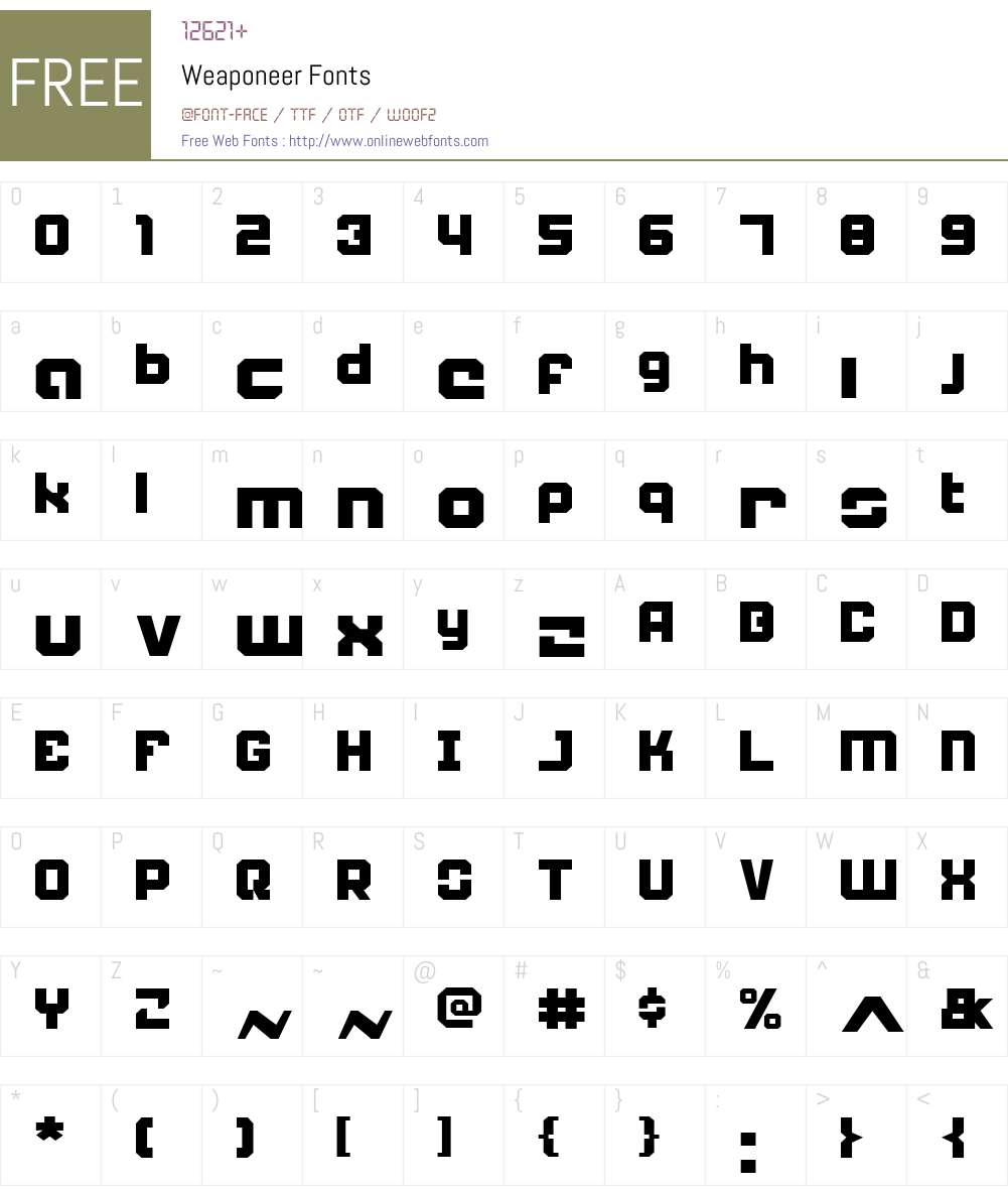 Weaponeer Font Screenshots