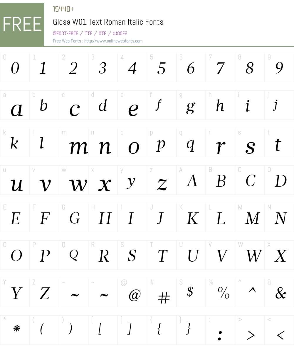 GlosaW01-TextRomanItalic Font Screenshots