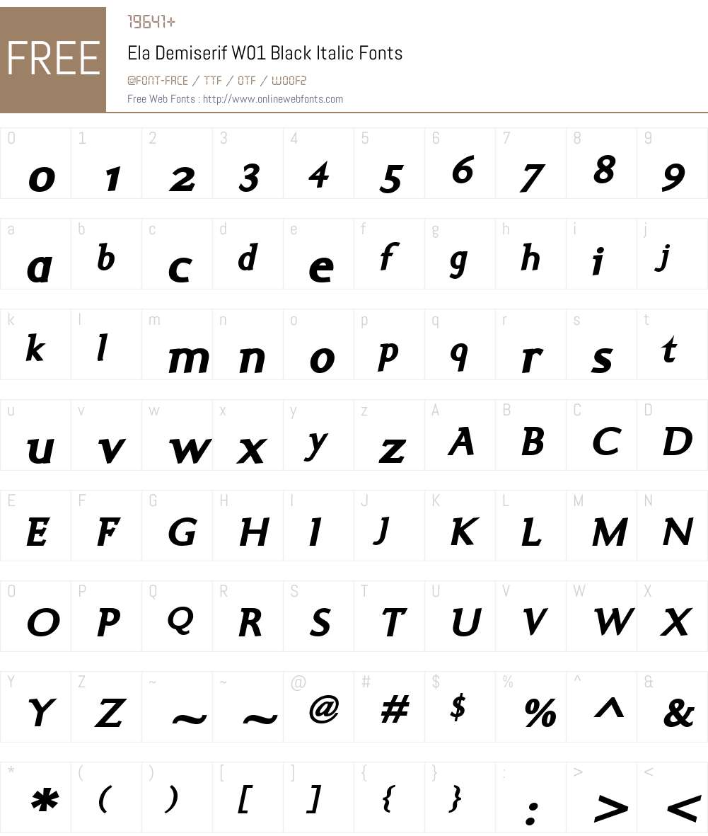 ElaDemiserifW01-BlackItalic Font Screenshots