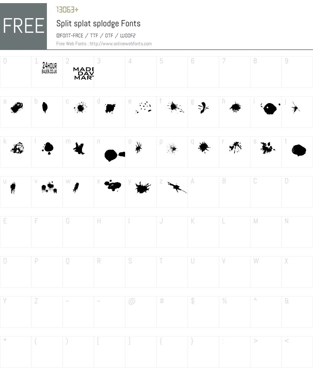 Split splat splodge Font Screenshots