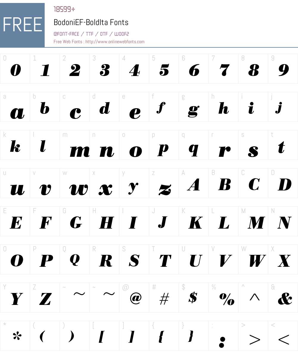 BodoniEF Font Screenshots