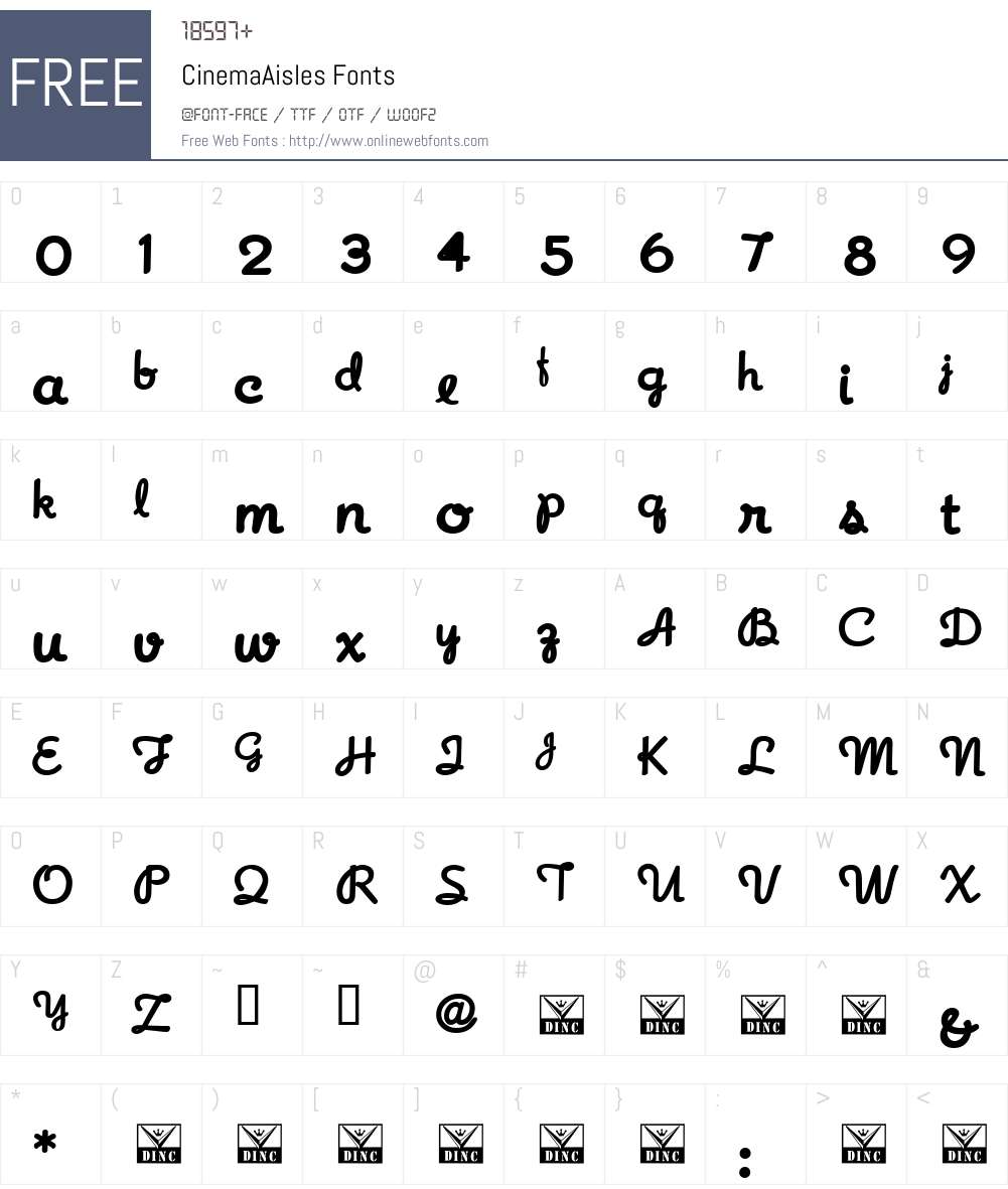 CinemaAisles Font Screenshots