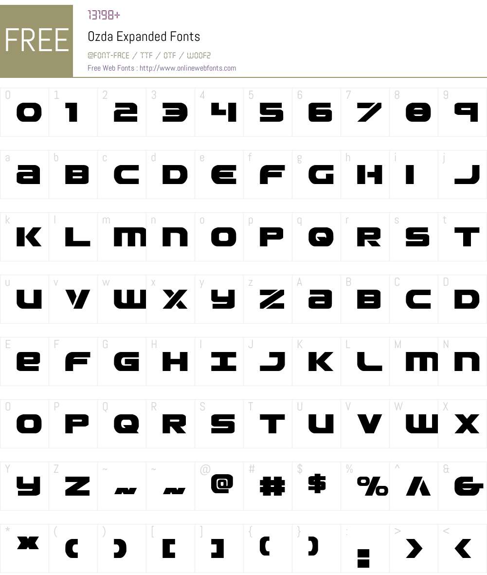 Ozda Expanded Font Screenshots