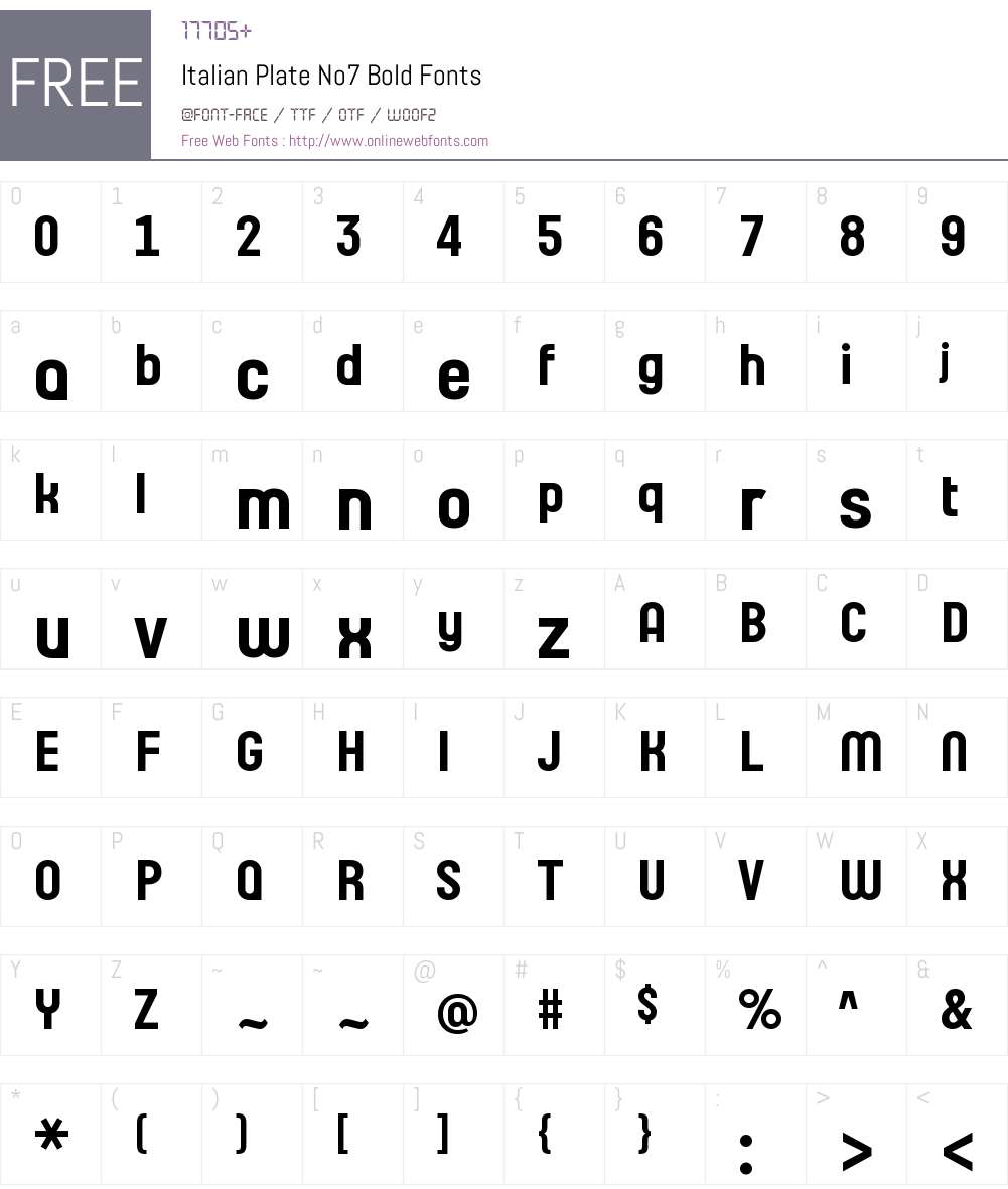 Italian Plate No7 Font Screenshots