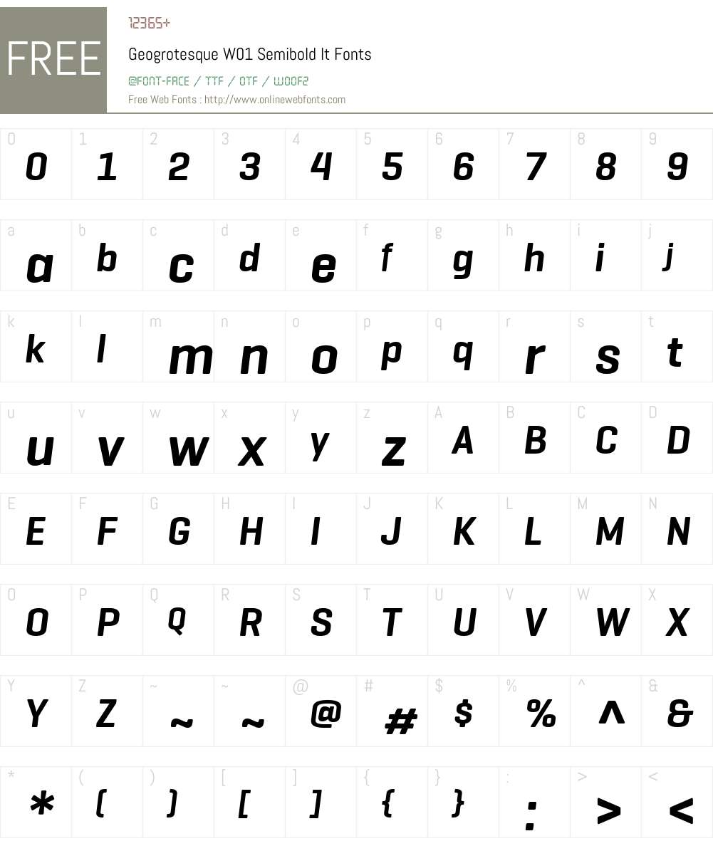 GeogrotesqueW01-SemiboldIt Font Screenshots