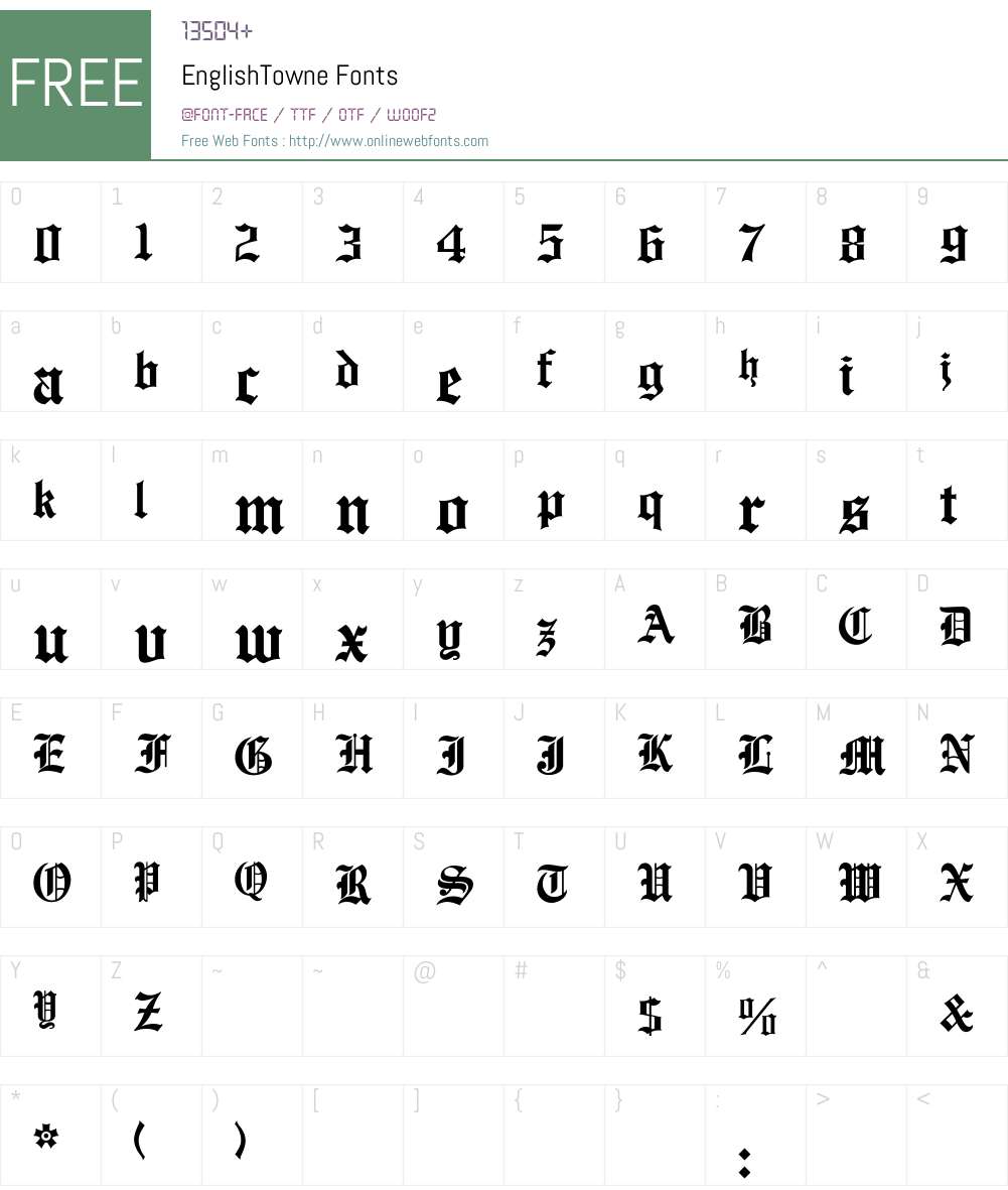 EnglishTowne Font Screenshots