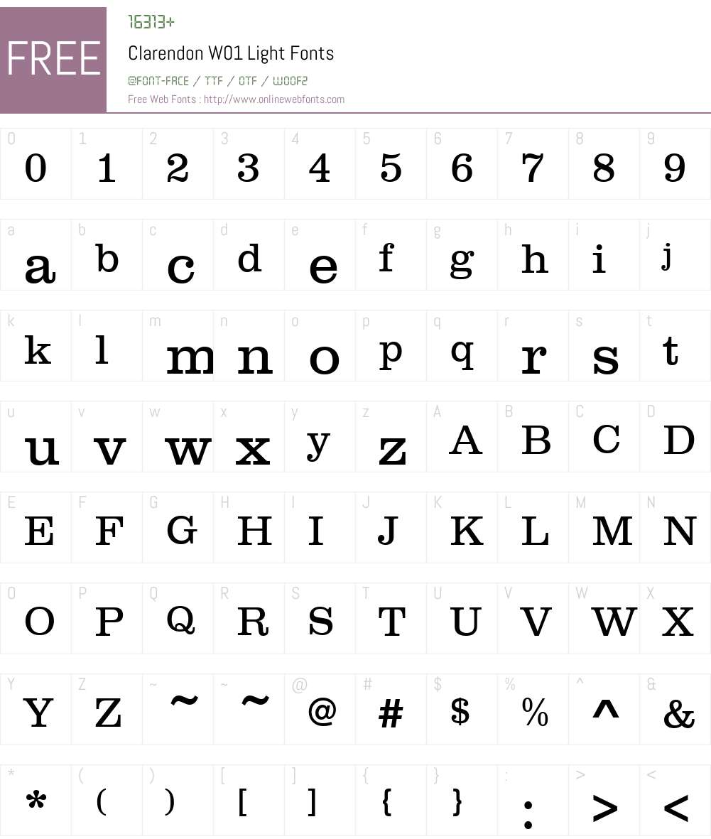ClarendonW01-Light Font Screenshots