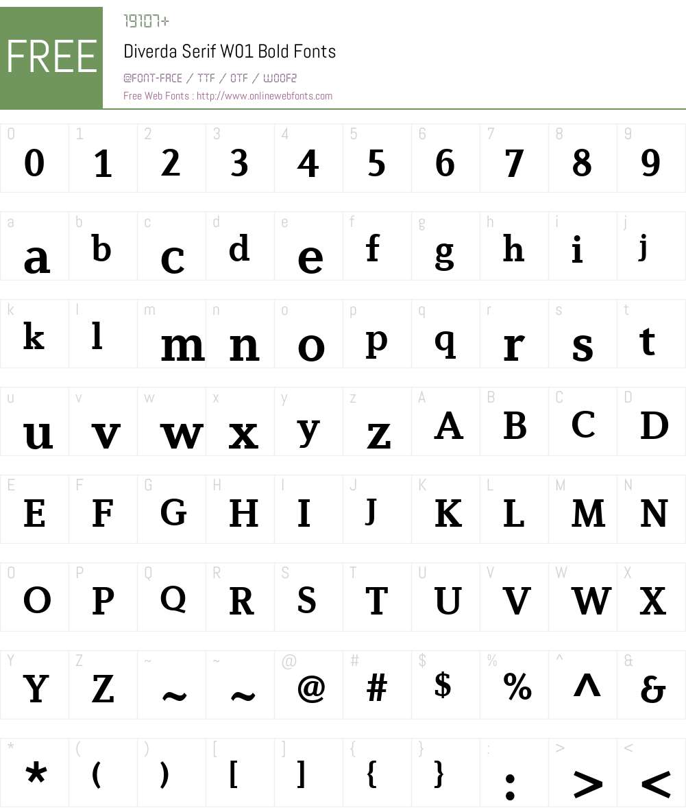 DiverdaSerifW01-Bold Font Screenshots