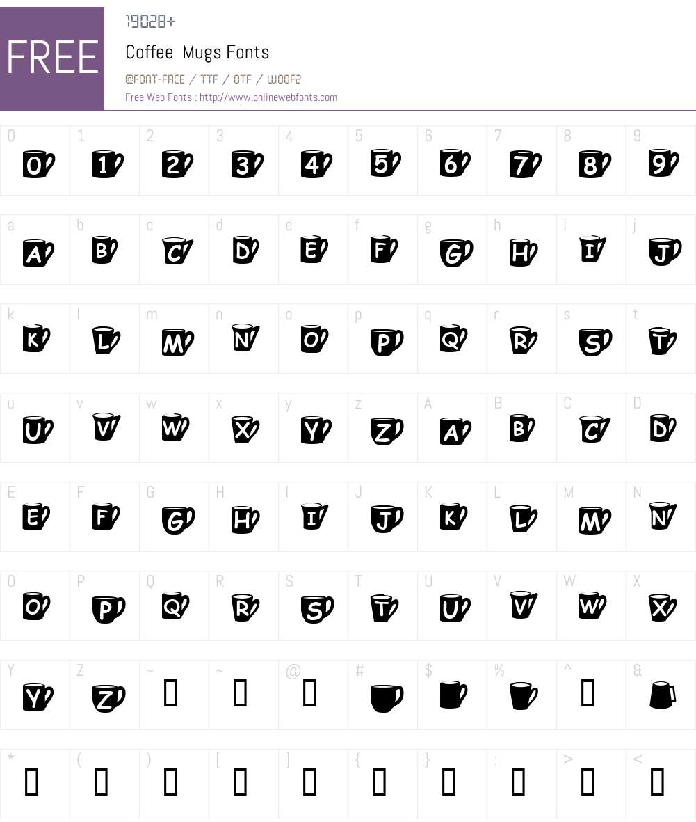 Coffee Mugs Font Screenshots