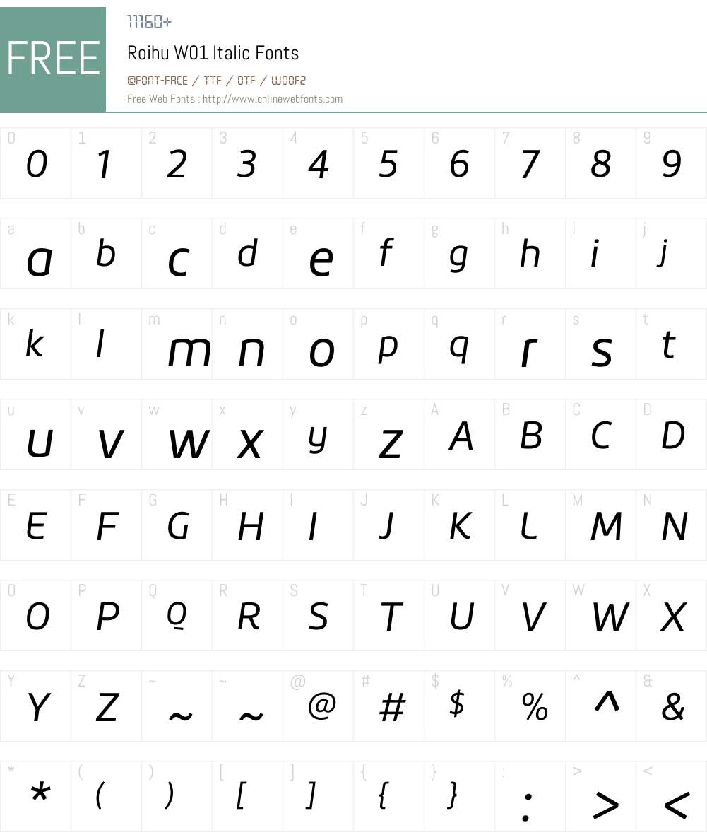 RoihuW01-Italic Font Screenshots