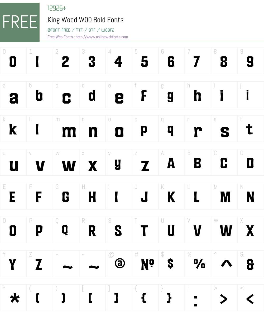KingWoodW00-Bold Font Screenshots