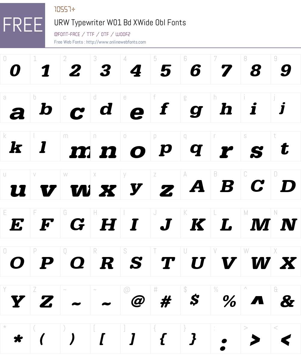 URWTypewriterW01-BdXWideObl Font Screenshots