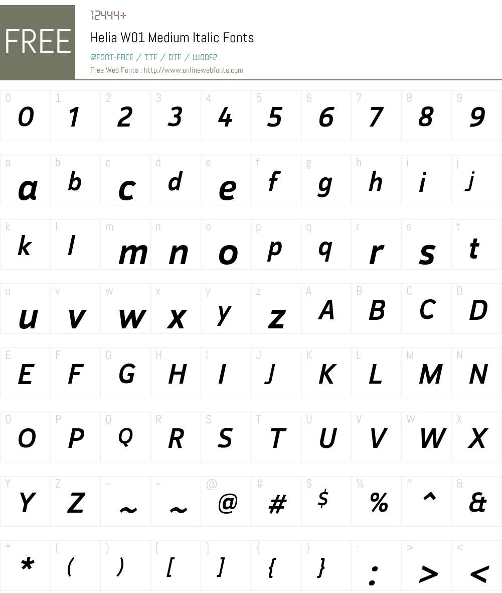 HeliaW01-MediumItalic Font Screenshots
