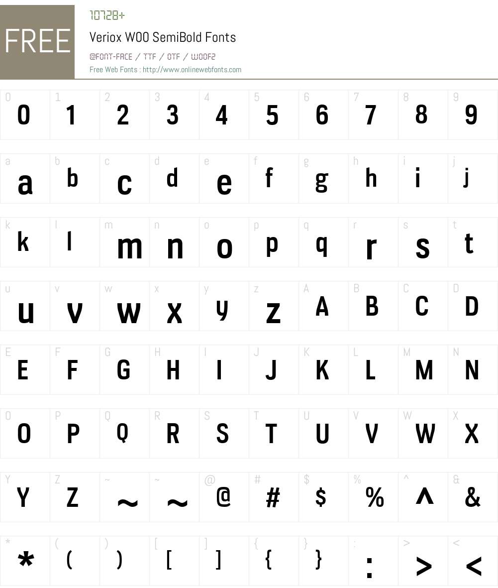 VerioxW00-SemiBold Font Screenshots