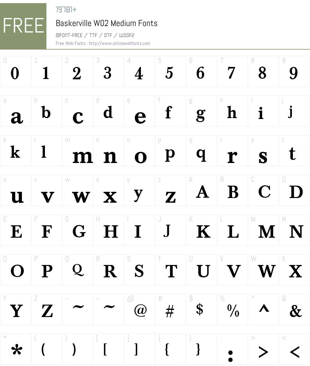 Baskerville Font Screenshots