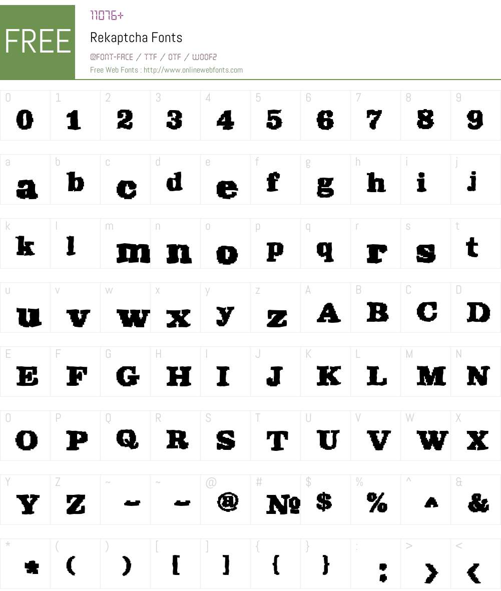 Rekaptcha Font Screenshots
