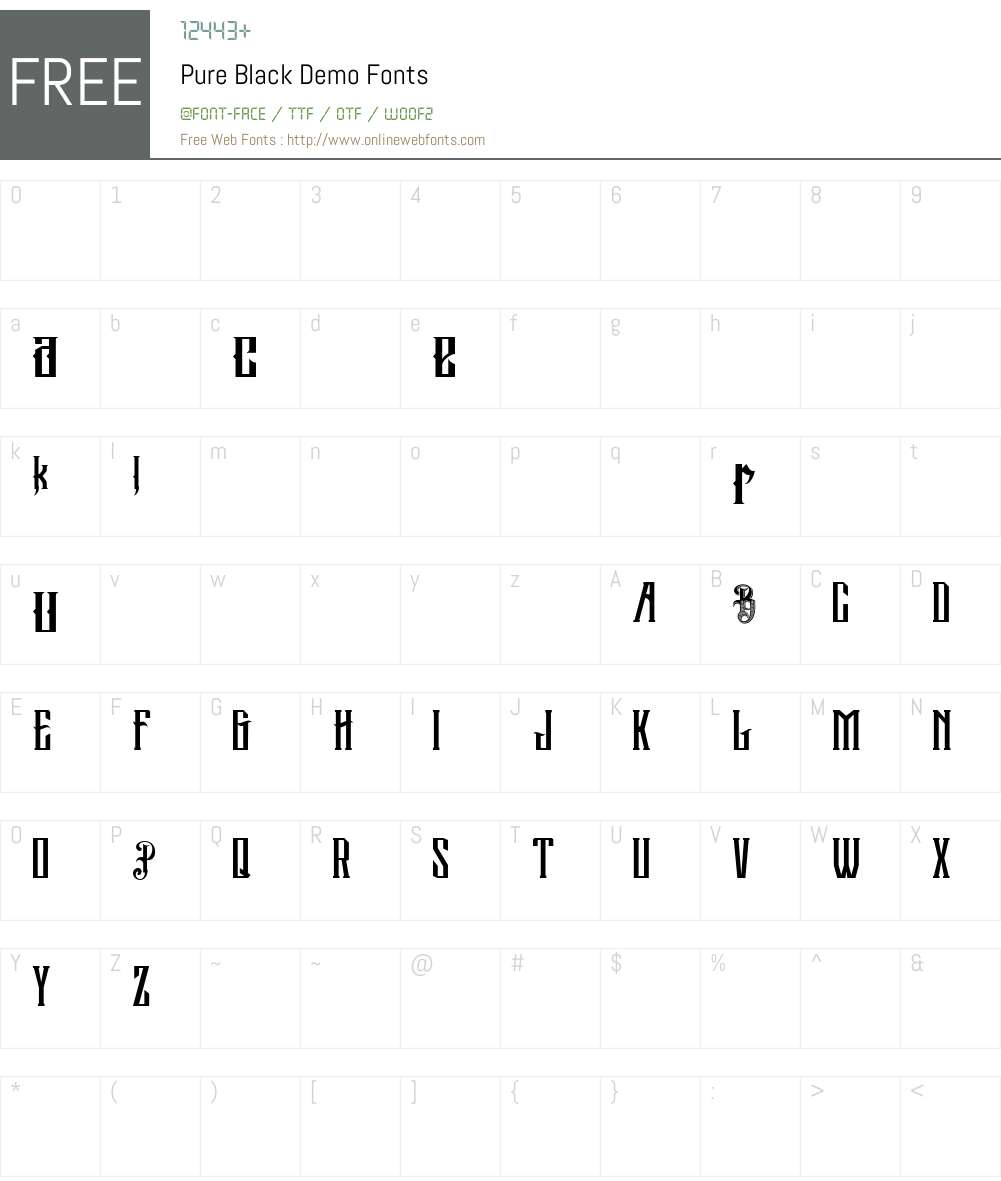 Pure Black Demo Font Screenshots